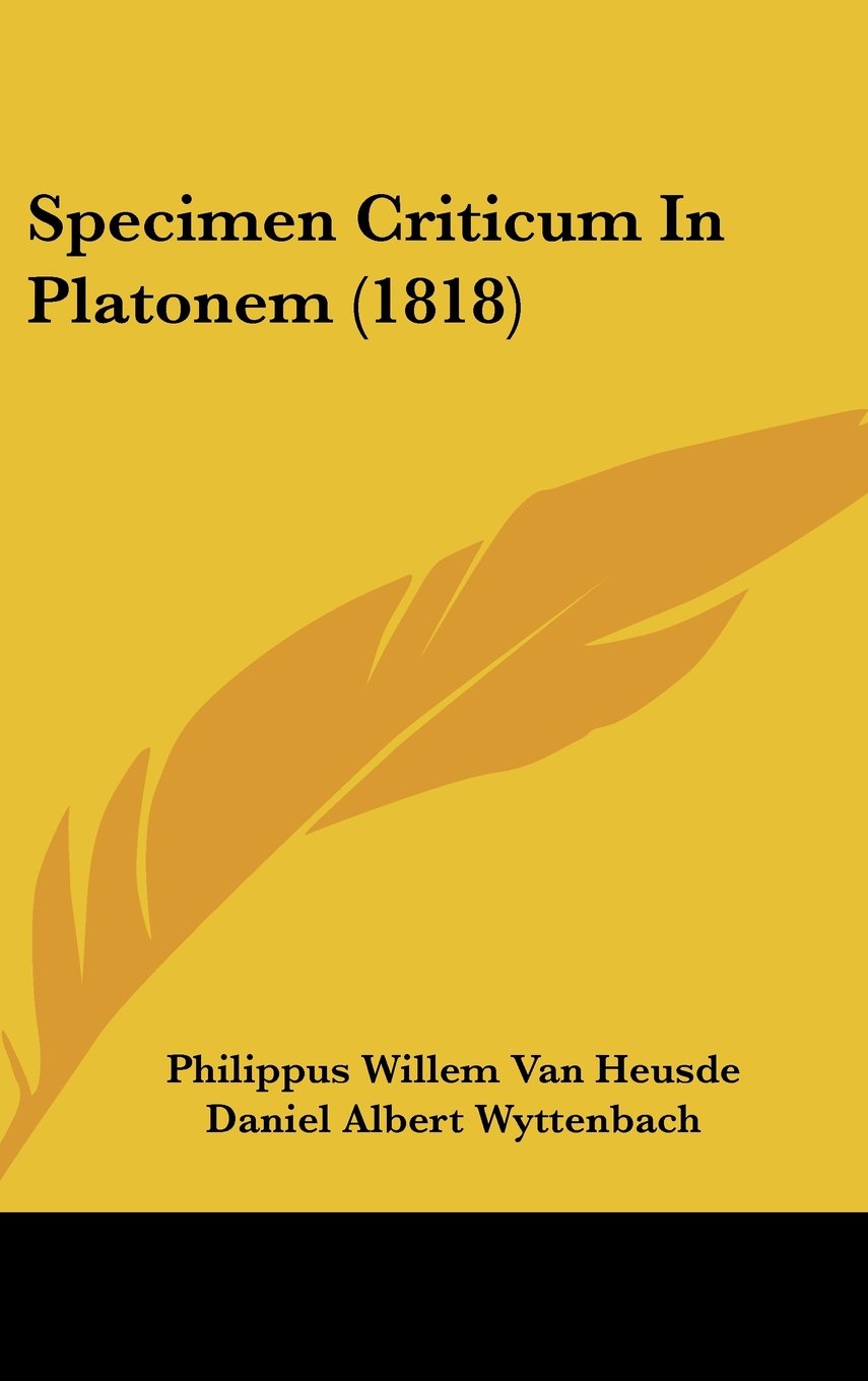 Specimen Criticum In Platonem (1818) Books