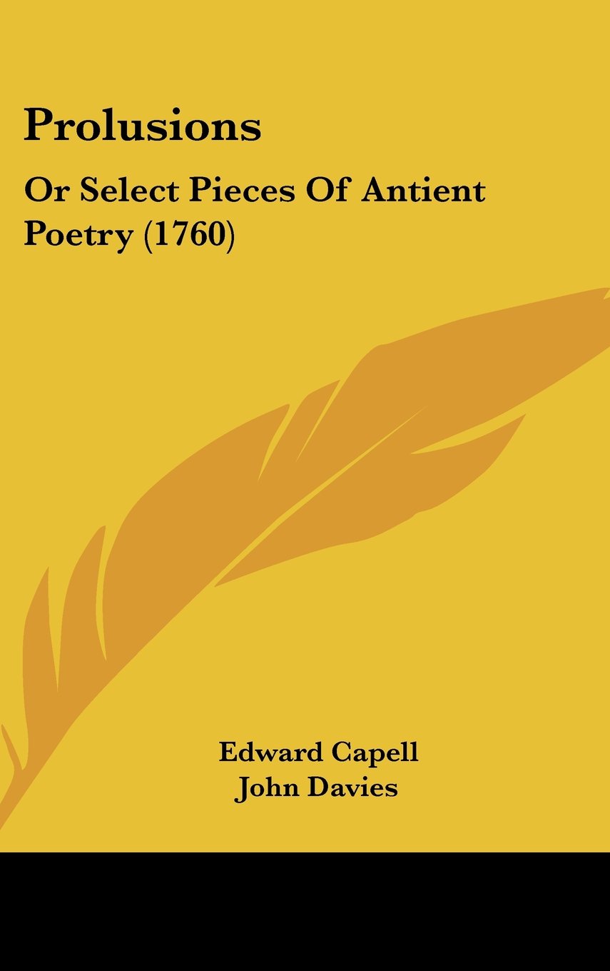 Prolusions: Or Select Pieces Of Antient Poetry (1760) Books