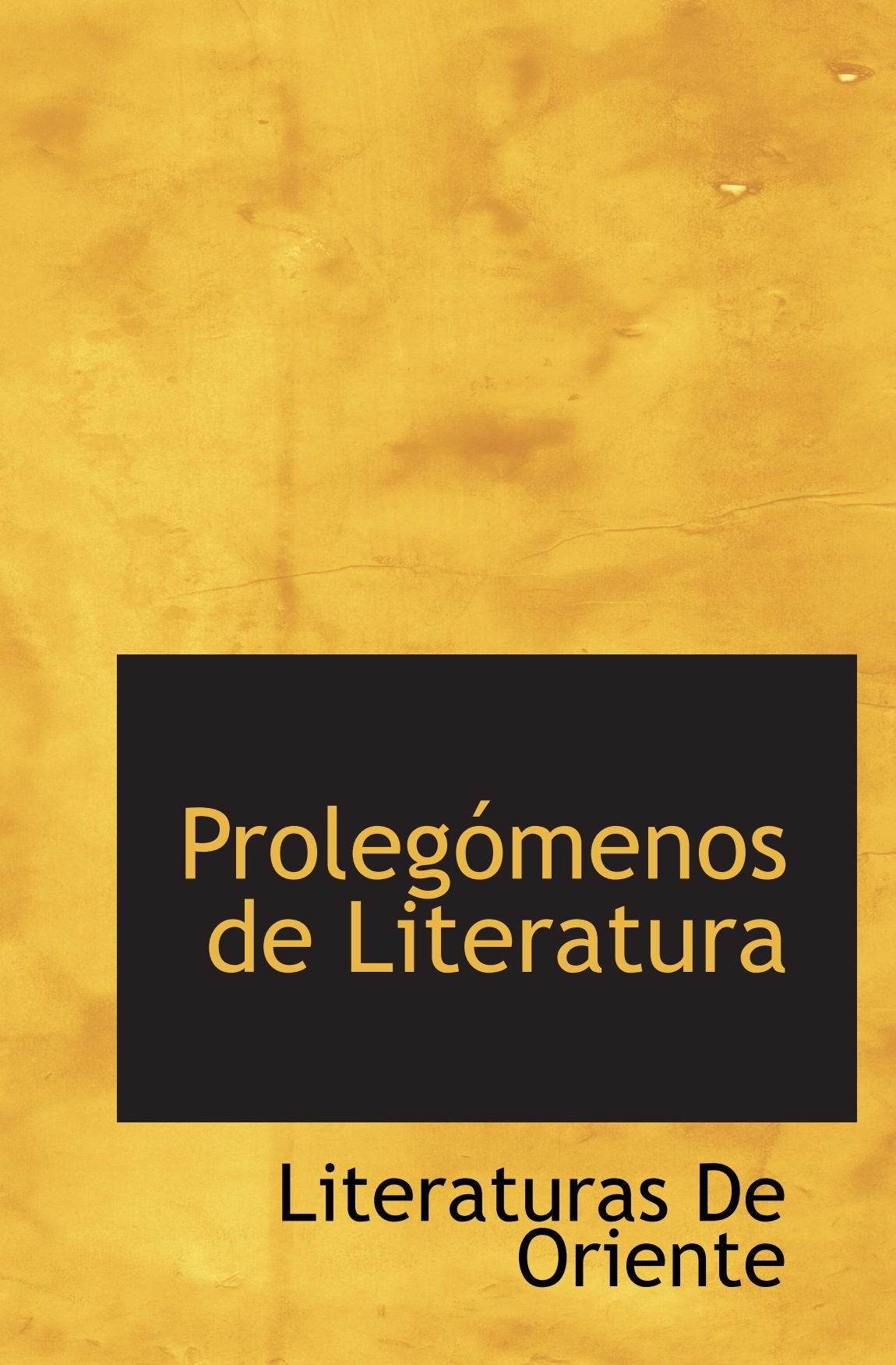 Prolegómenos de Literatura Politics & History