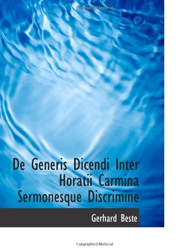 De Generis Dicendi Inter Horatii Carmina Sermonesque Discrimine Politics & History