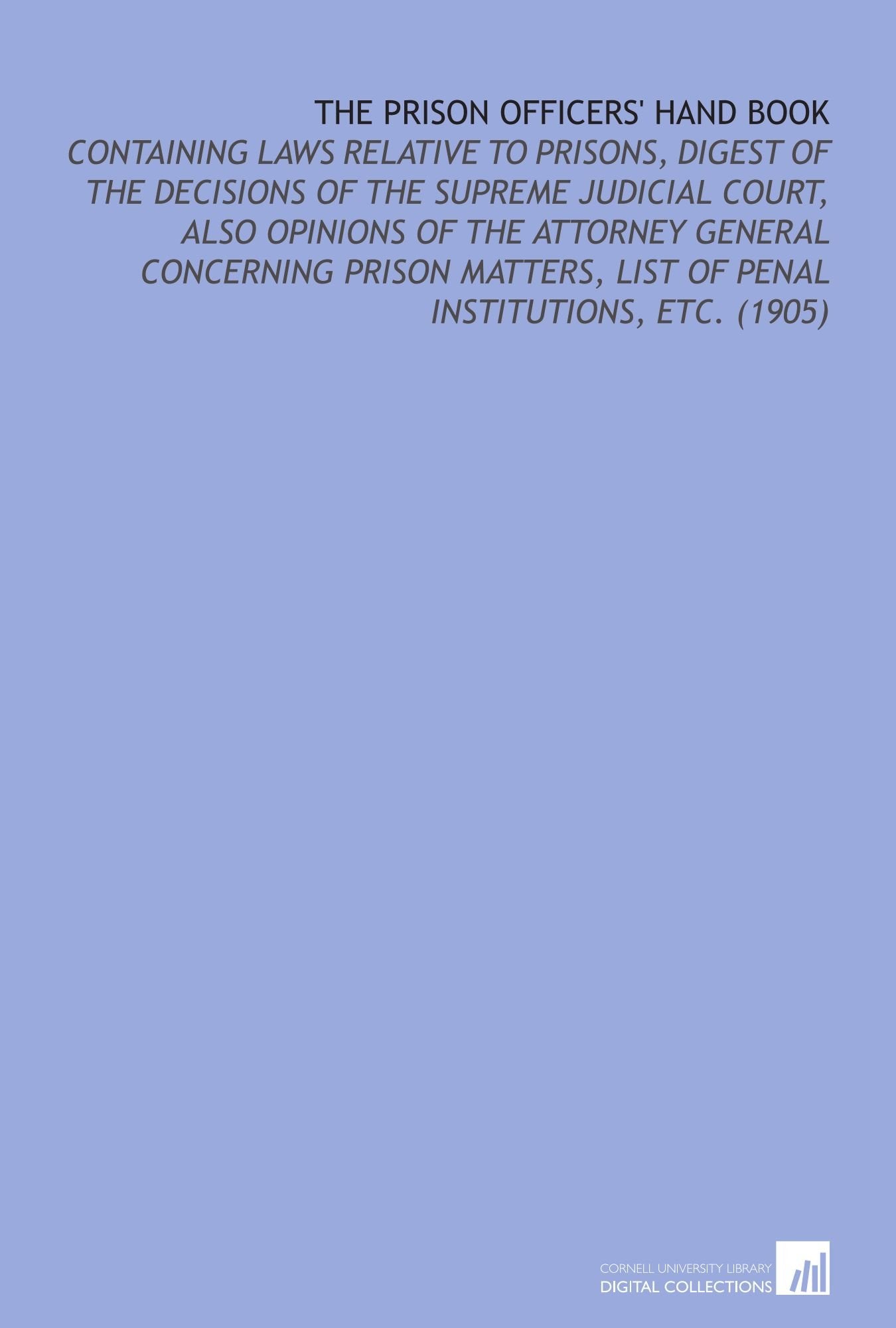 The Prison Officers' Hand Book Books