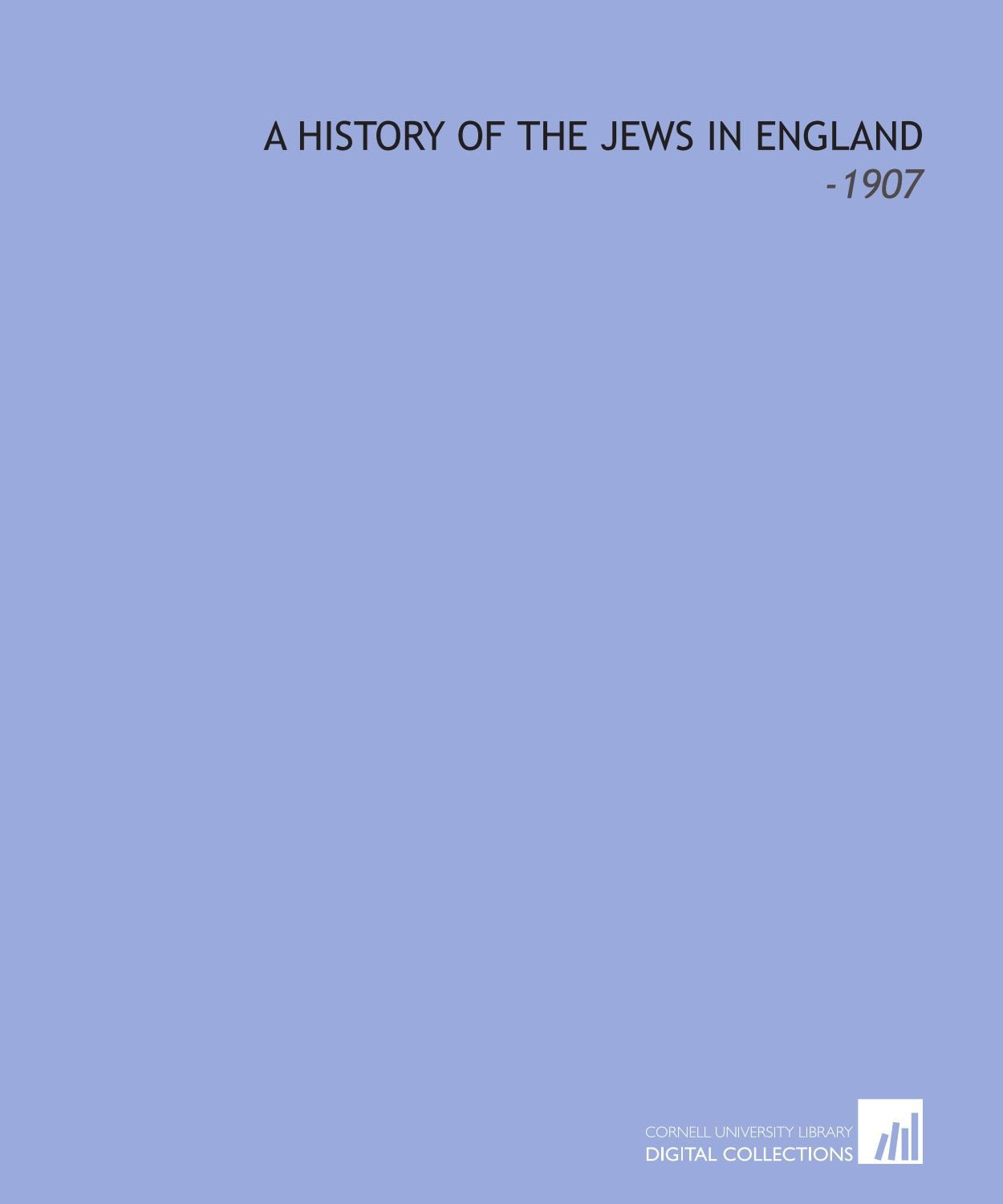 A History of the Jews in England: -1907 Books