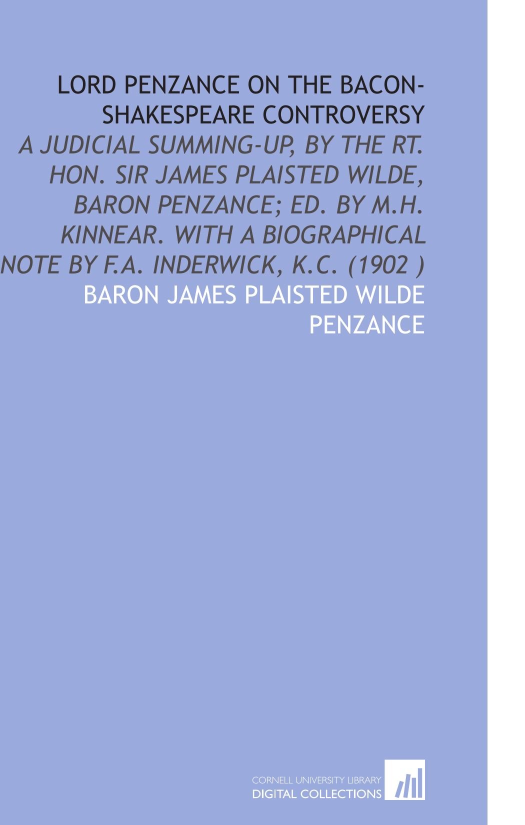 Lord Penzance on the Bacon-Shakespeare Controversy Books