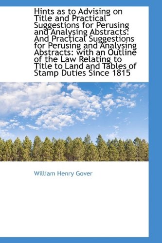 Hints as to Advising on Title and Practical Suggestions for Perusing and Analysing Abstracts: And PR Politics & History