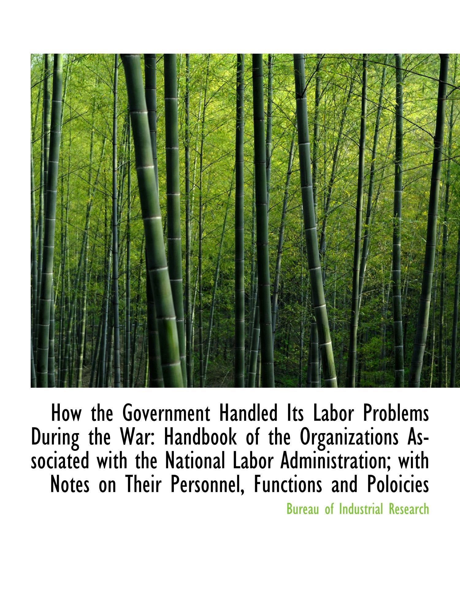 How the Government Handled Its Labor Problems During the War: Handbook of the Organizations Associat Politics & History