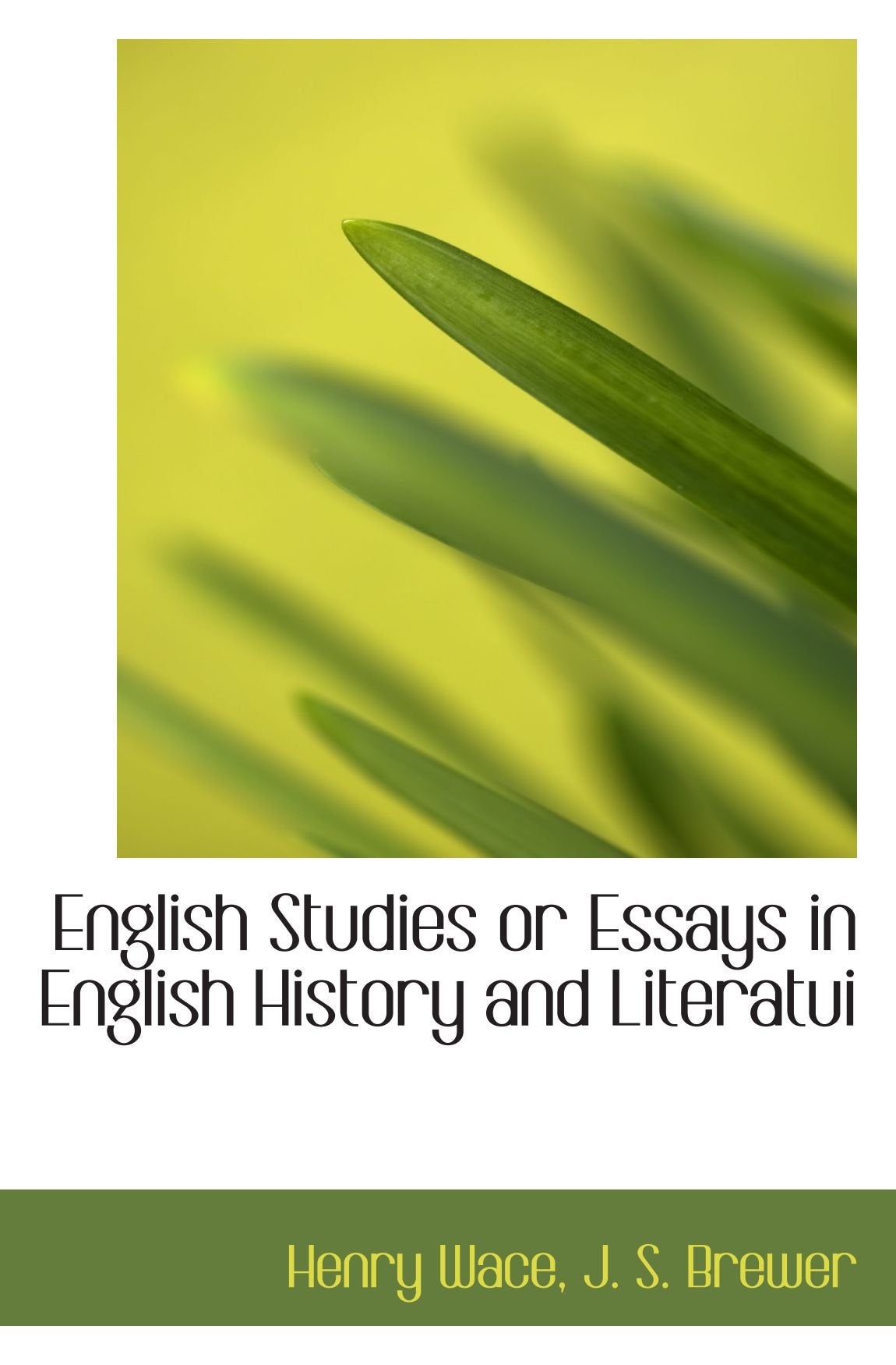 English Studies or Essays in English History and Literatui Politics & History