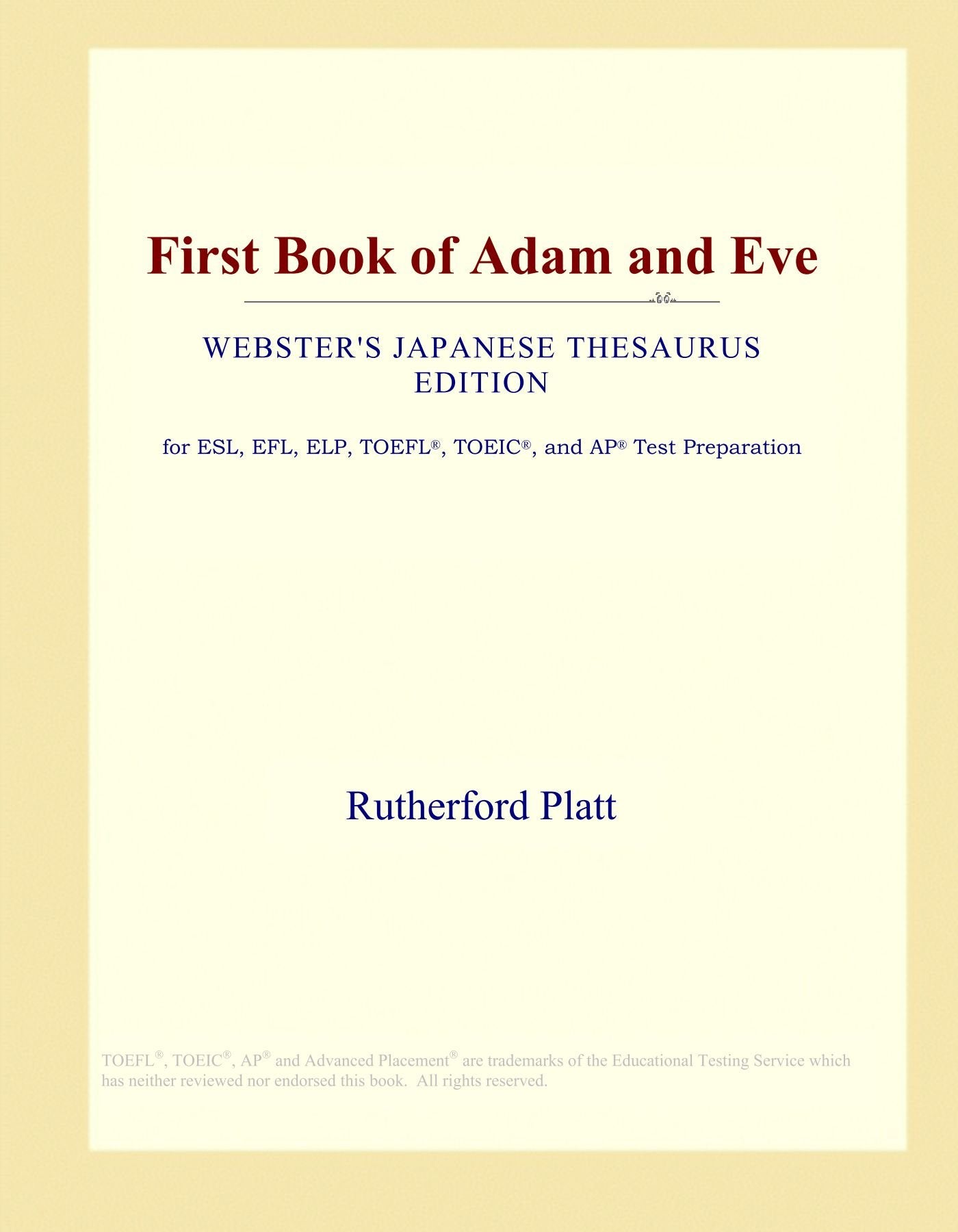 First Book of Adam and Eve (Webster's Japanese Thesaurus Edition) Study Guides
