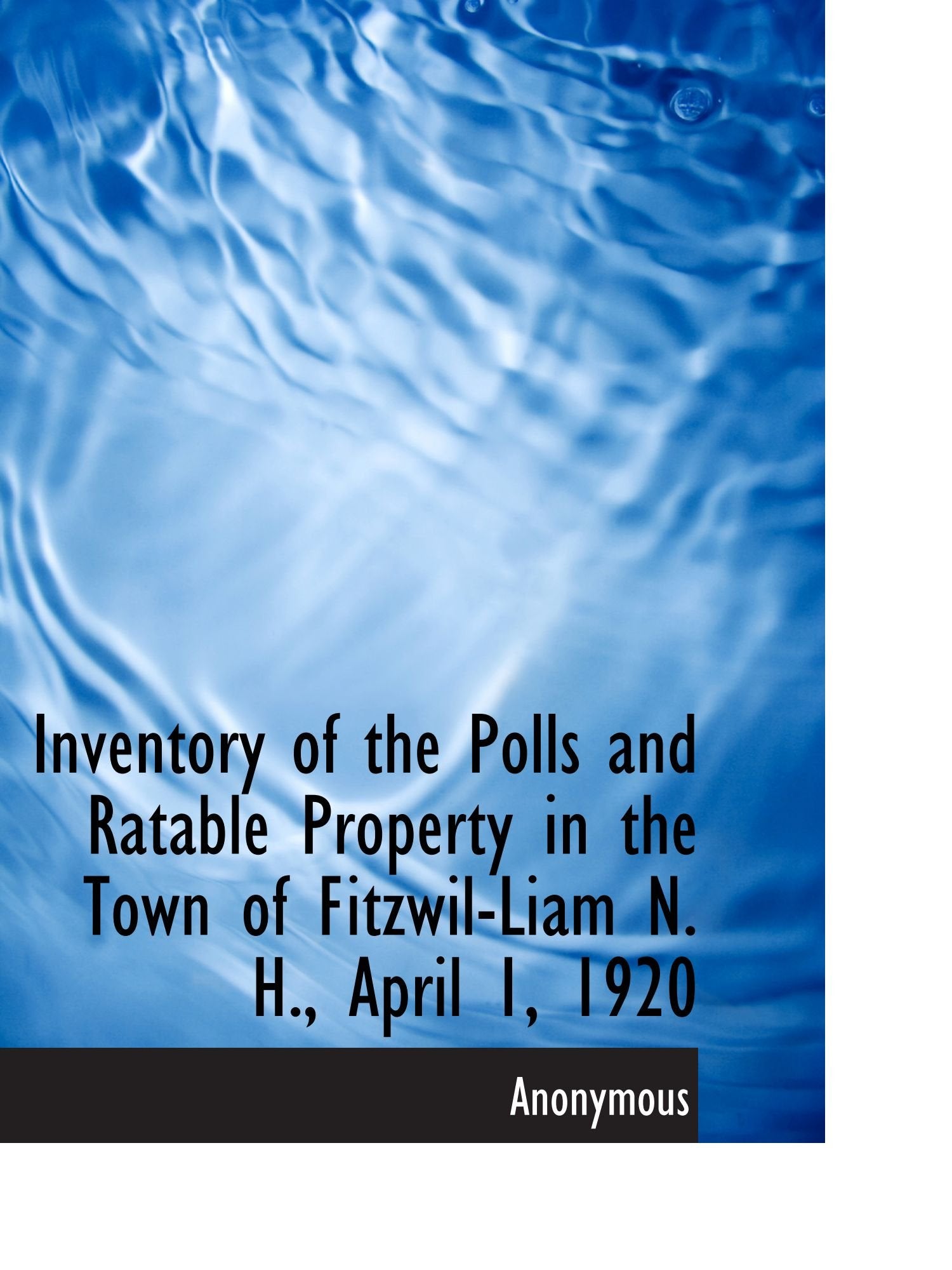Inventory of the Polls and Ratable Property in the Town of Fitzwil-Liam N. H., April 1, 1920 Politics & History