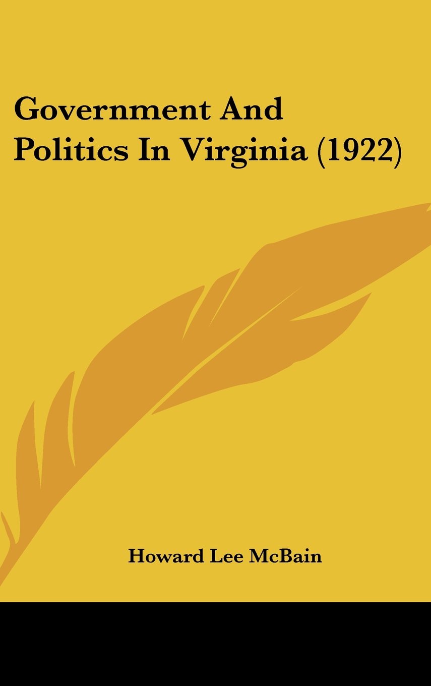 Government And Politics In Virginia (1922) Contemporary literature