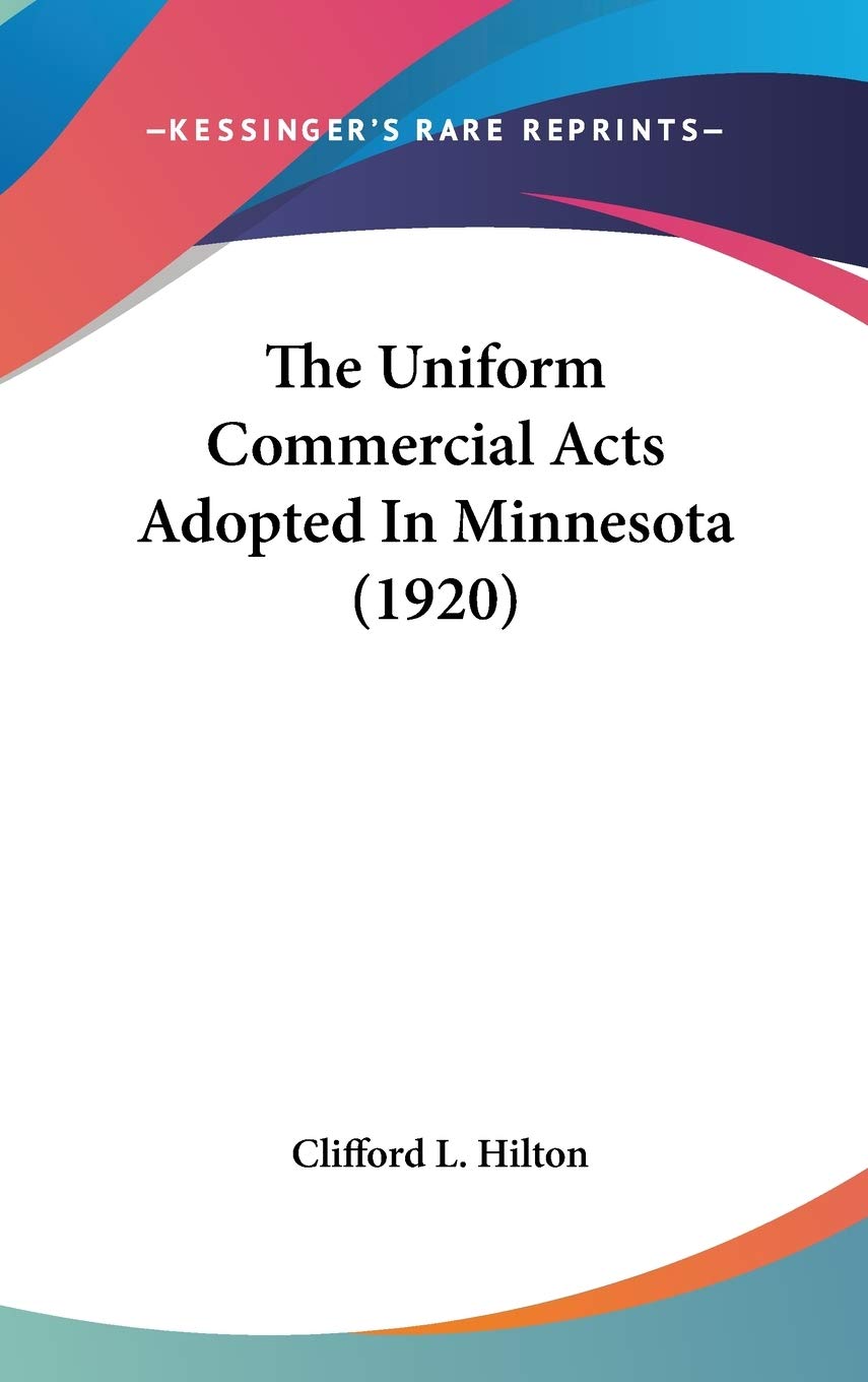 Product Image: The Uniform Commercial Acts Adopted In Minnesota (1920)