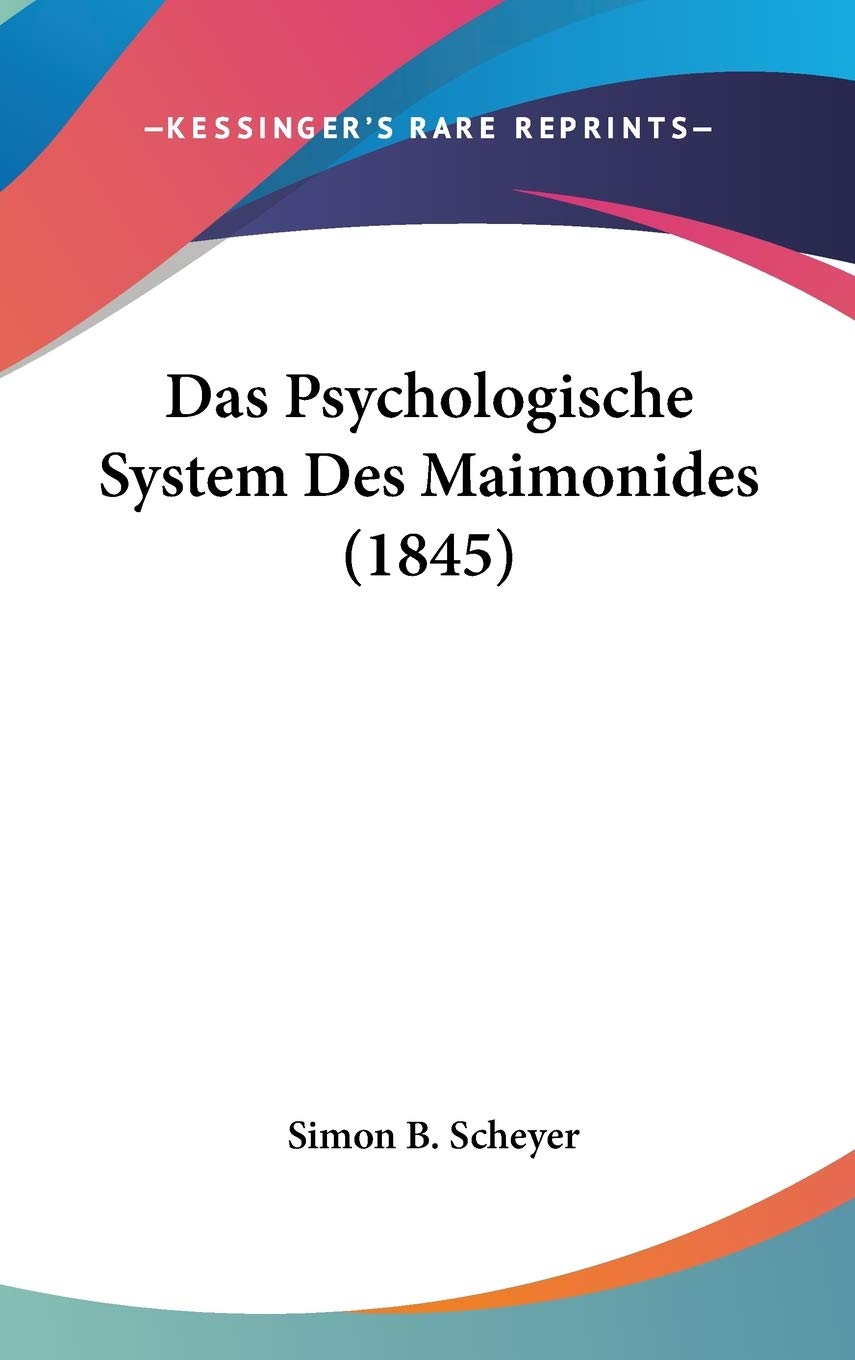Product Image: Das Psychologische System Des Maimonides (1845)