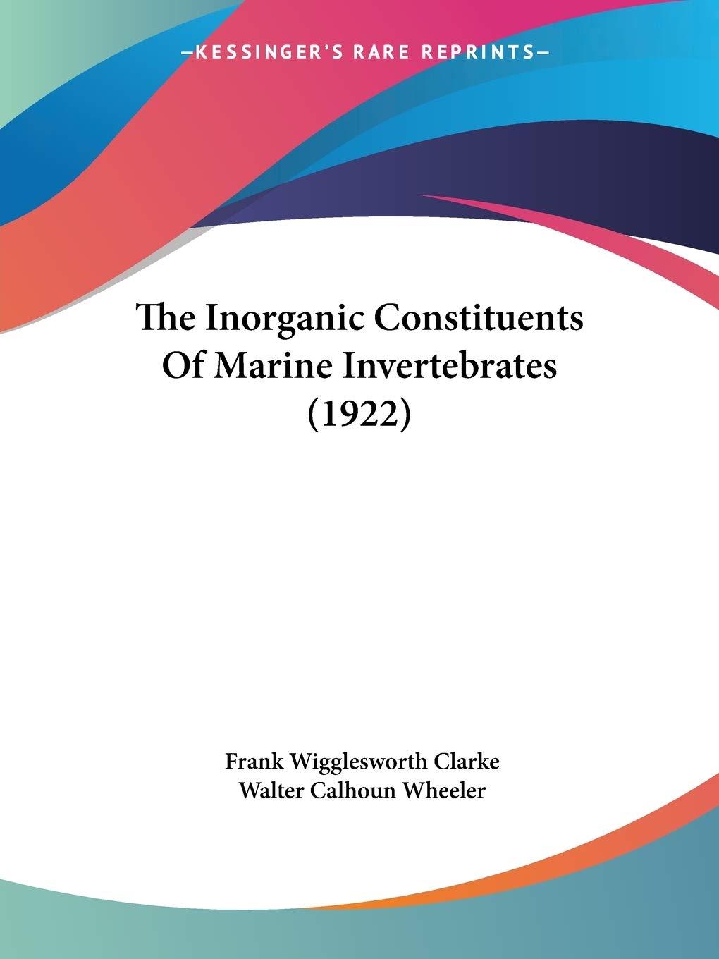 The Inorganic Constituents Of Marine Invertebrates (1922) Contemporary literature