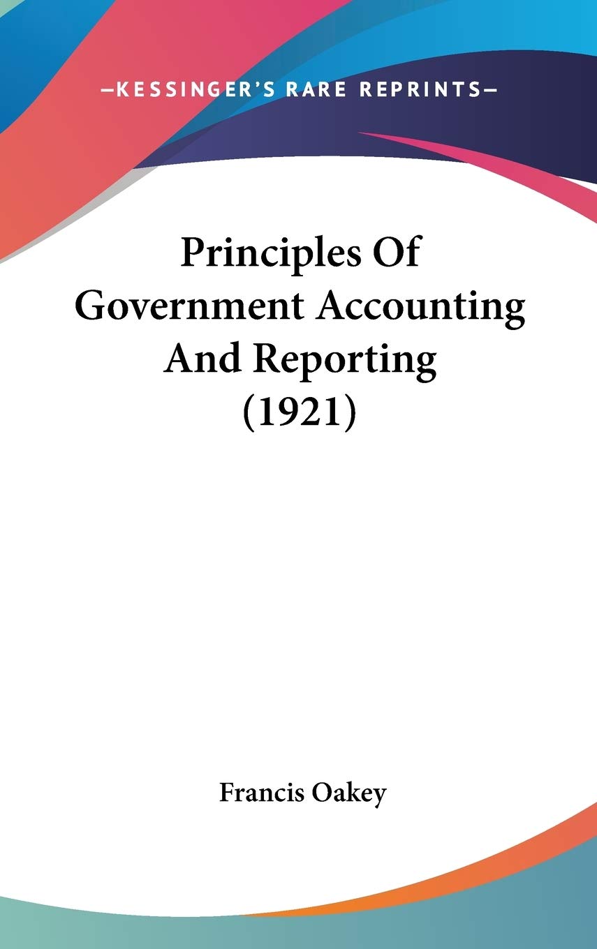 Principles Of Government Accounting And Reporting (1921) Law