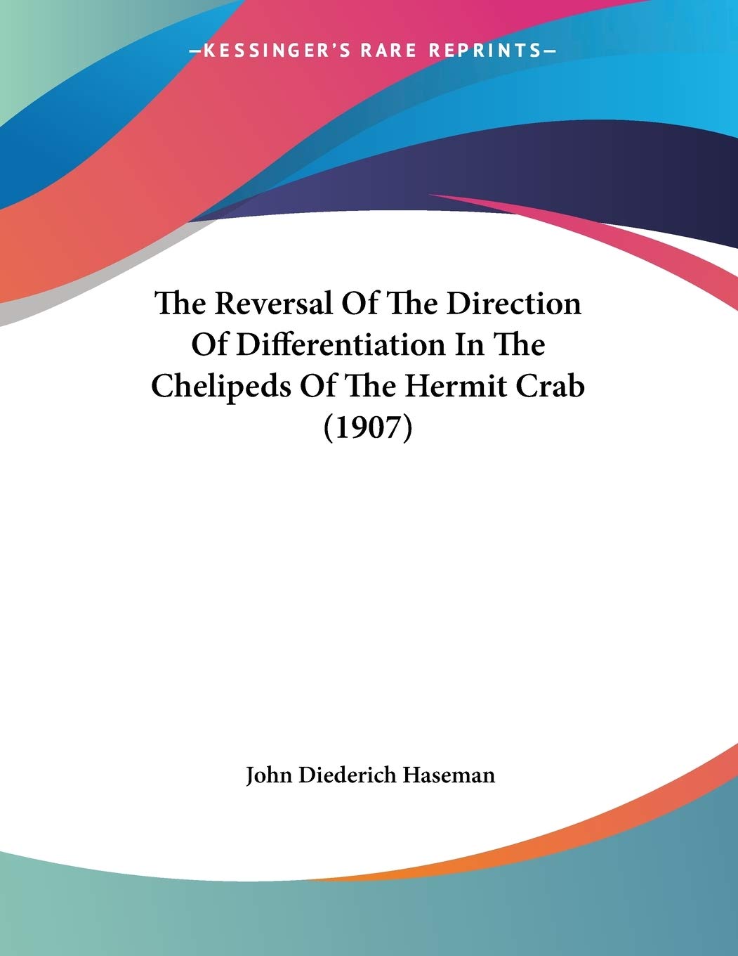 Reversal Of The Direction Of Differentiation In The Cheliped book