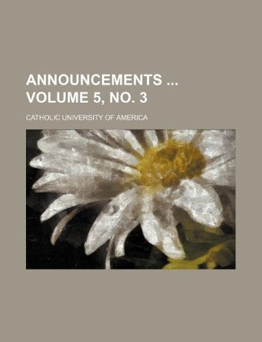 Announcements Volume 5, No. 3 Books