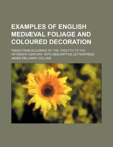Examples of English Mediaeval Foliage and Coloured Decoration; Taken from Buildings of the Twelfth to the Fifteenth Century: With Descriptive Letterpress book