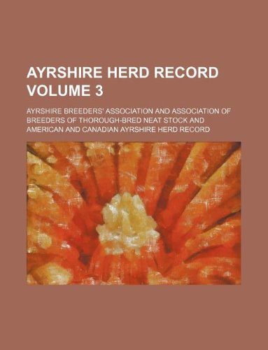Ayrshire Herd Record Volume 3 Books