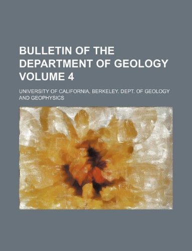 Bulletin of the Department of Geology Volume 4 book