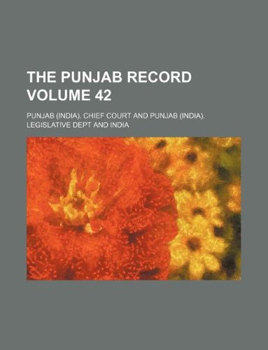 The Punjab Record Volume 42 Books