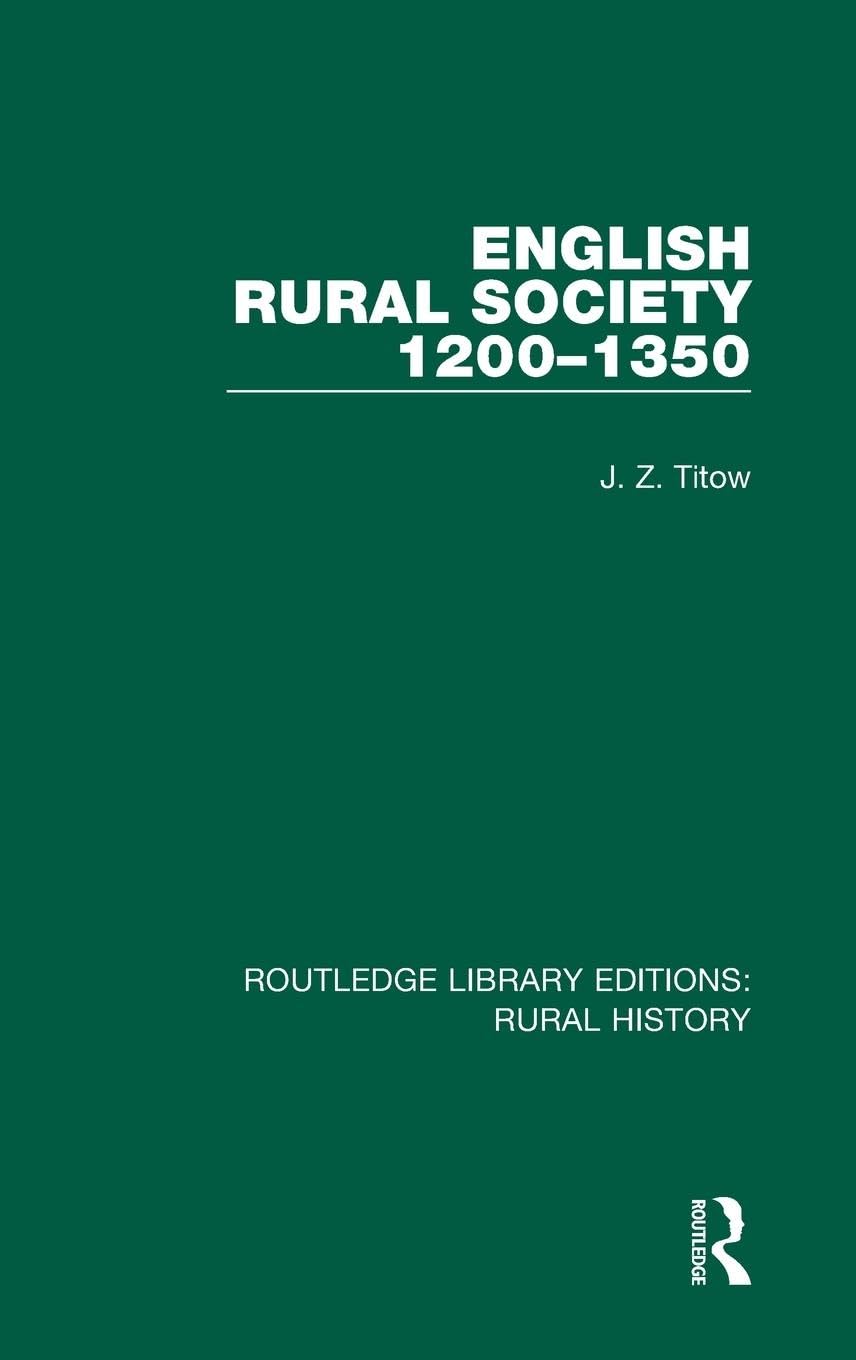 English Rural Society, 1200-1350 Social Sciences