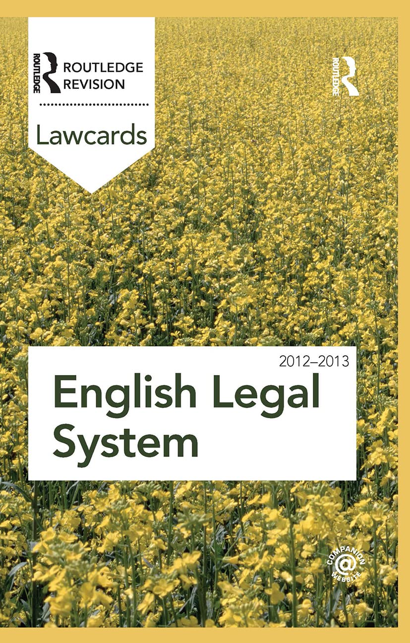English Legal System Lawcards 2012-2013 Law