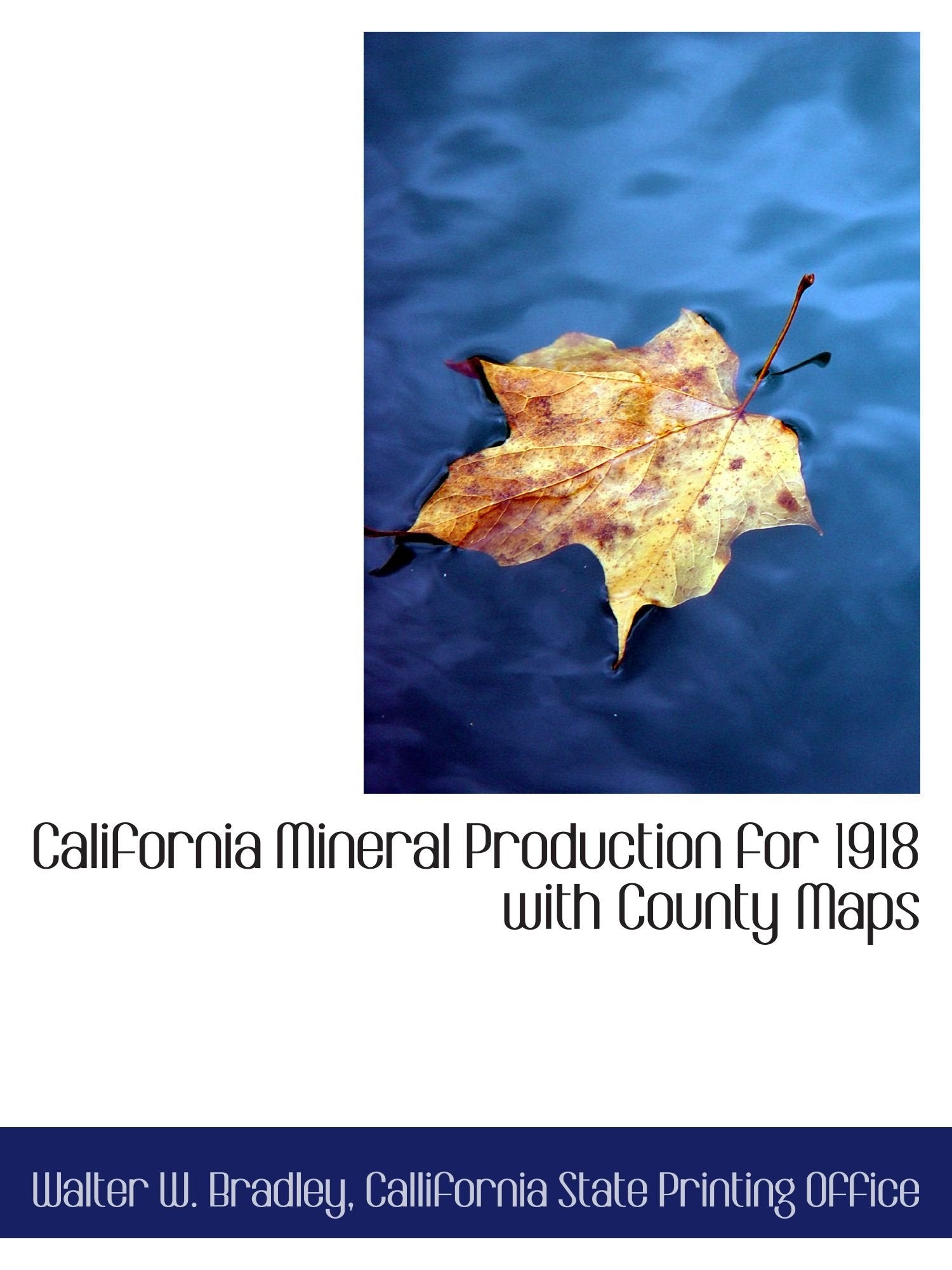 California Mineral Production for 1918 with County Maps Politics & History