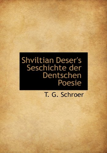 Shviltian Deser's Seschichte Der Dentschen Poesie Politics & History