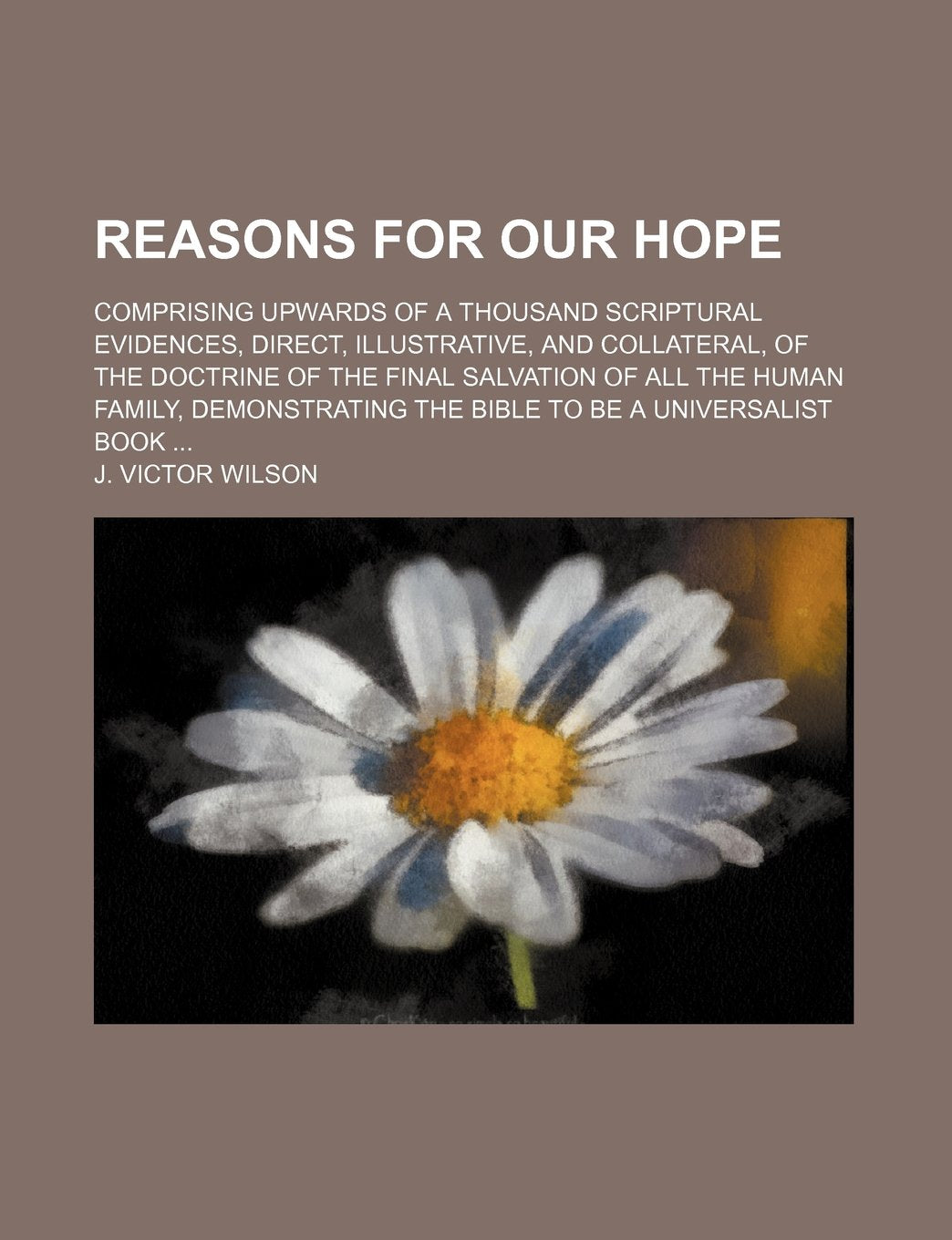 Reasons for Our Hope; Comprising Upwards of a Thousand Scriptural Evidences, Direct, Illustrative, and Collateral, of the Doctrine of the Final ... the Bible to Be a Universalist Book Books