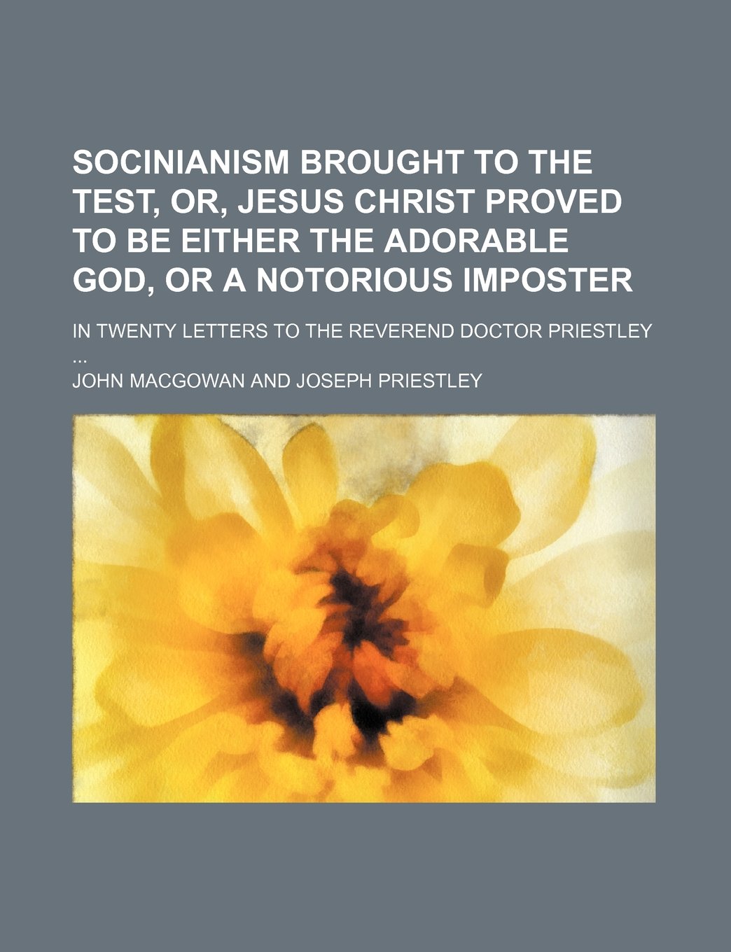 Socinianism Brought to the Test, Or, Jesus Christ Proved to Be Either the Adorable God, or a Notorious Imposter; In Twenty Letters to the Reverend Doctor Priestley book