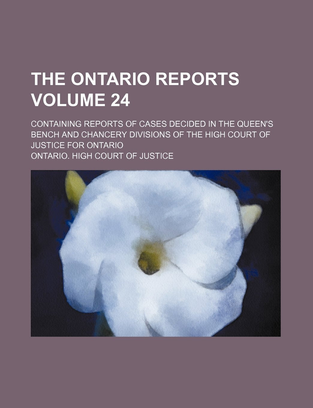 The Ontario Reports; Containing Reports of Cases Decided in the Queen's Bench and Chancery Divisions of the High Court of Justice for Ontario Volume 24 Books