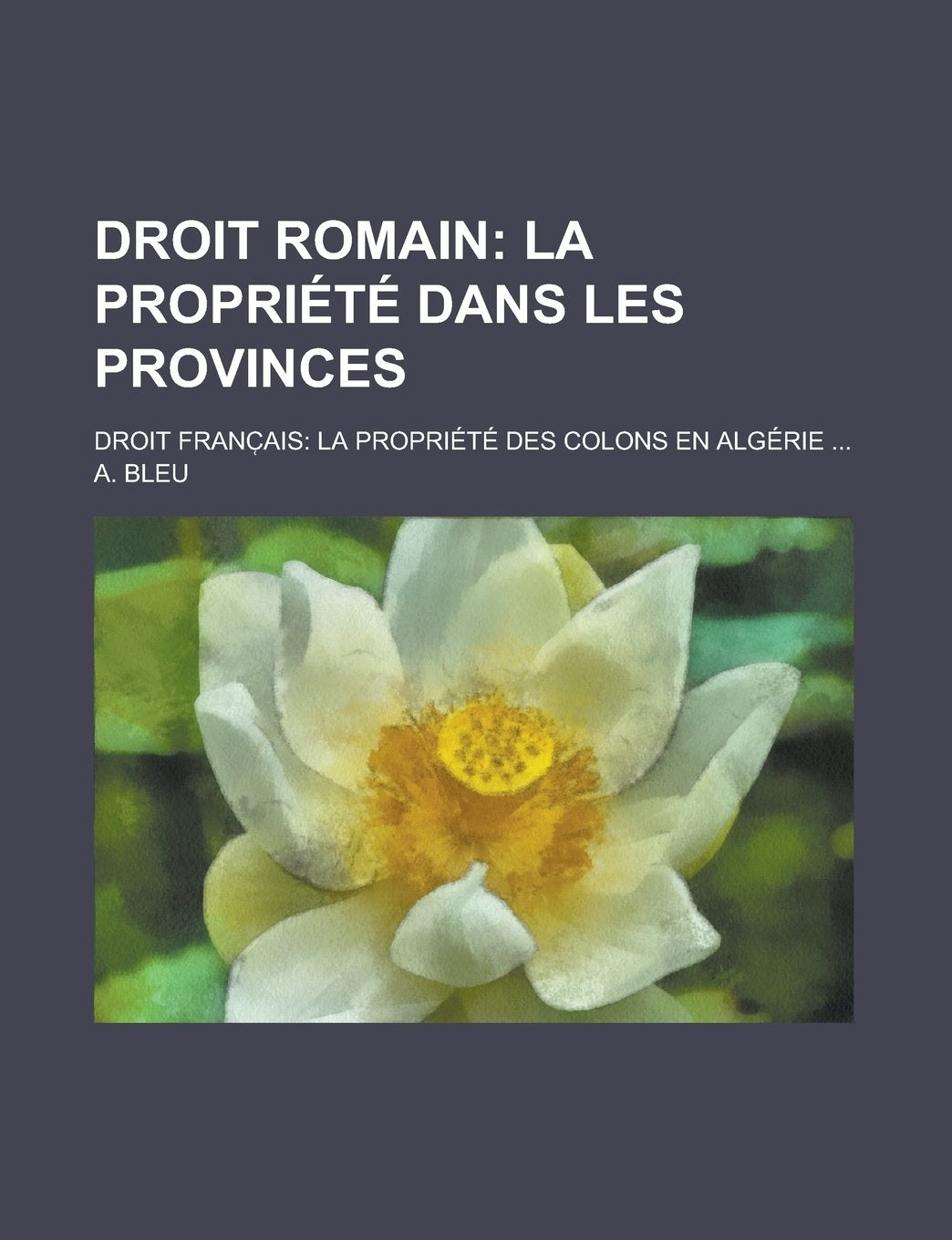 Droit Romain; Droit Franc Ais: La Propriete Des Colons En Algerie ... Books