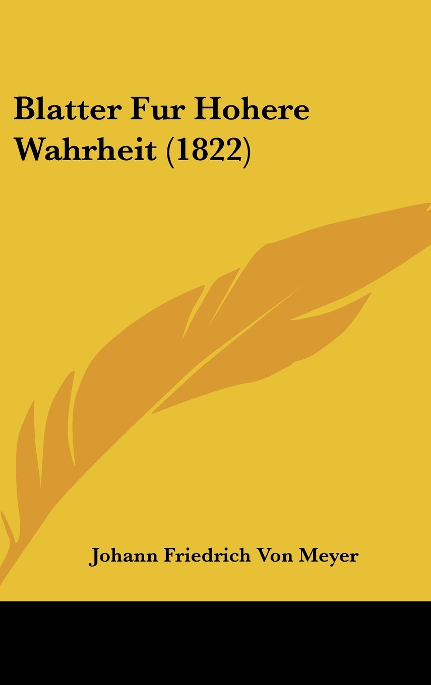 Blatter Fur Hohere Wahrheit (1822) Books