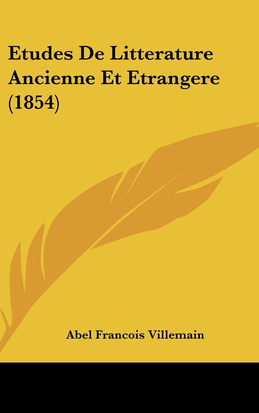 Etudes De Litterature Ancienne Et Etrangere (1854) Books