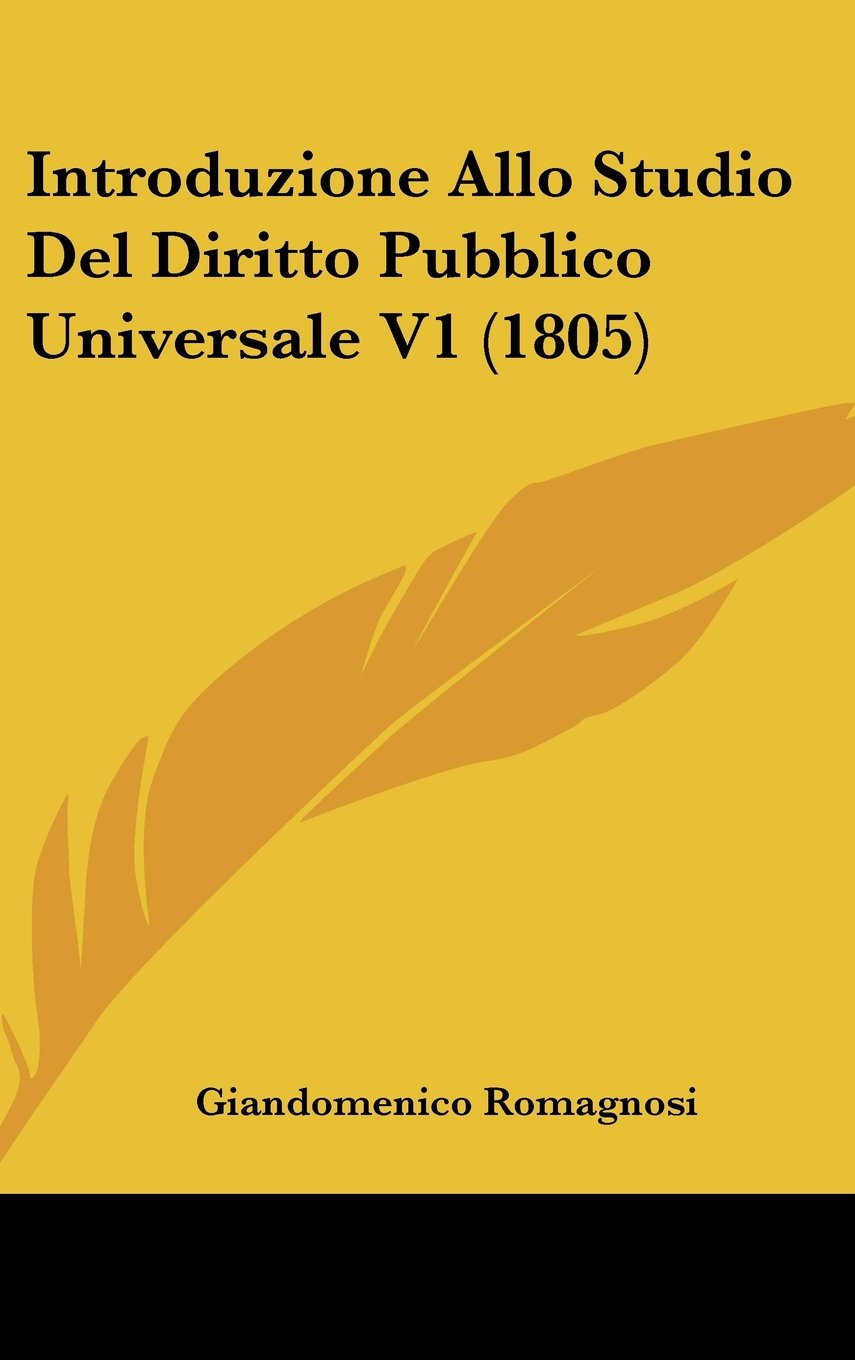 Introduzione Allo Studio Del Diritto Pubblico Universale V1 (1805) Contemporary literature