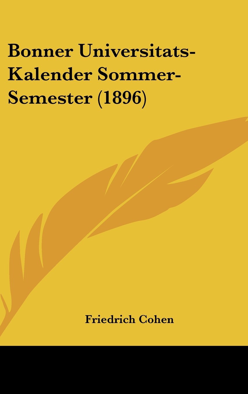 Bonner Universitats-Kalender Sommer-Semester (1896) Books