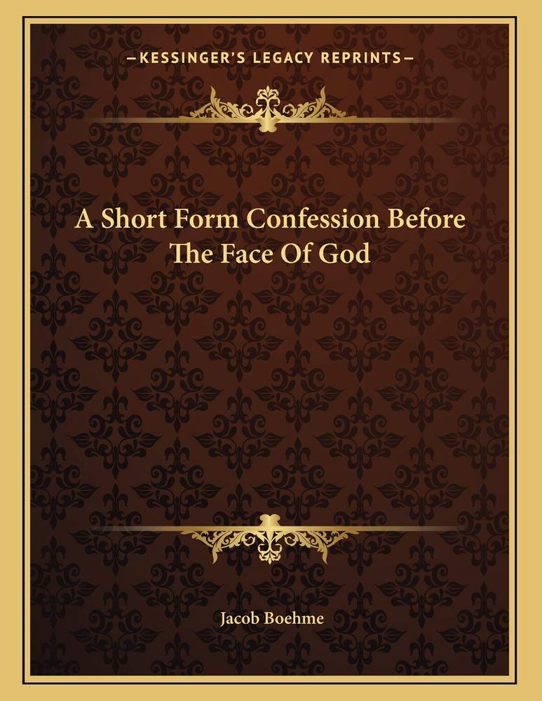 A Short Form Confession Before The Face Of God Contemporary literature