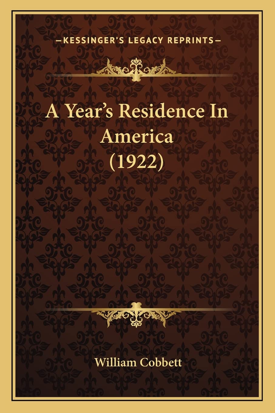 A Year's Residence In America (1922) Contemporary literature