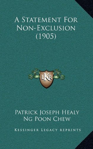 A Statement For Non-Exclusion (1905) Contemporary literature