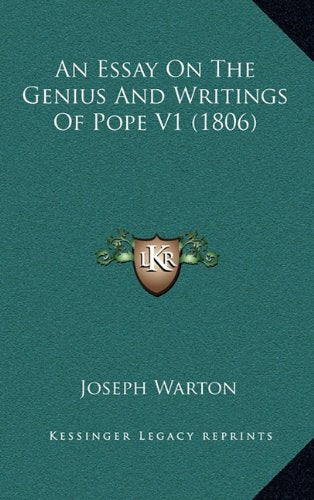 An Essay On The Genius And Writings Of Pope V1 (1806) Contemporary literature