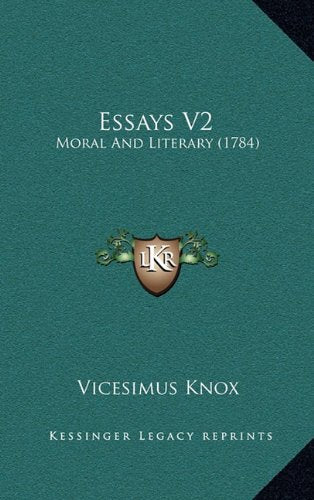 Essays V2: Moral And Literary (1784) Contemporary literature