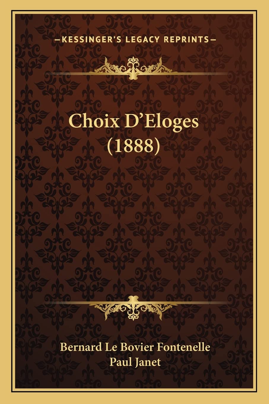 Choix D'Eloges (1888) Philosophy