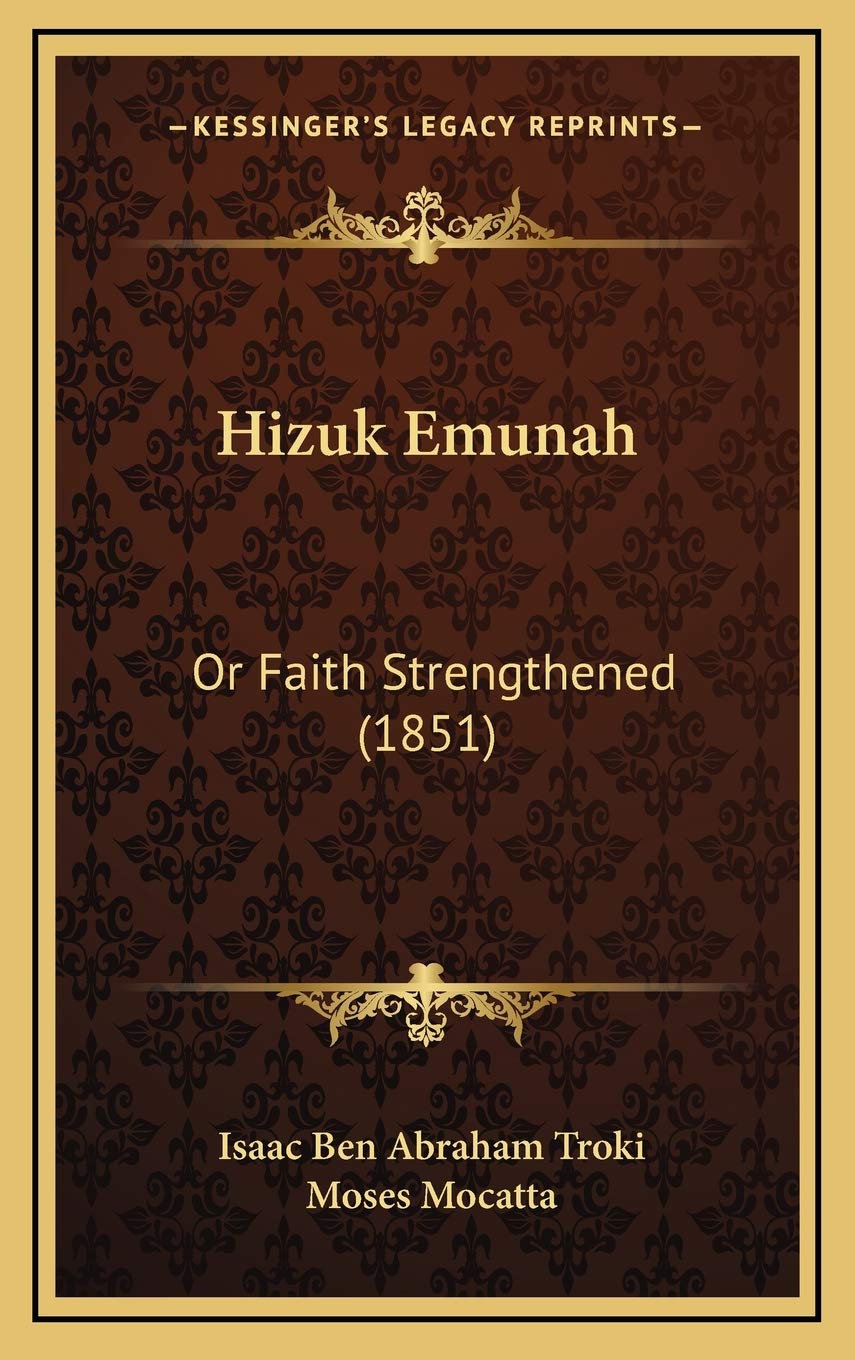 Hizuk Emunah: Or Faith Strengthened (1851) Contemporary literature