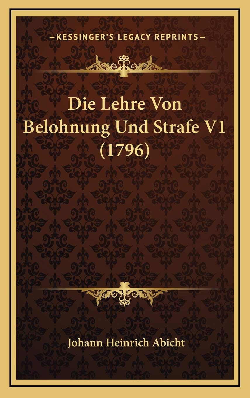 Die Lehre Von Belohnung Und Strafe V1 (1796) Contemporary literature