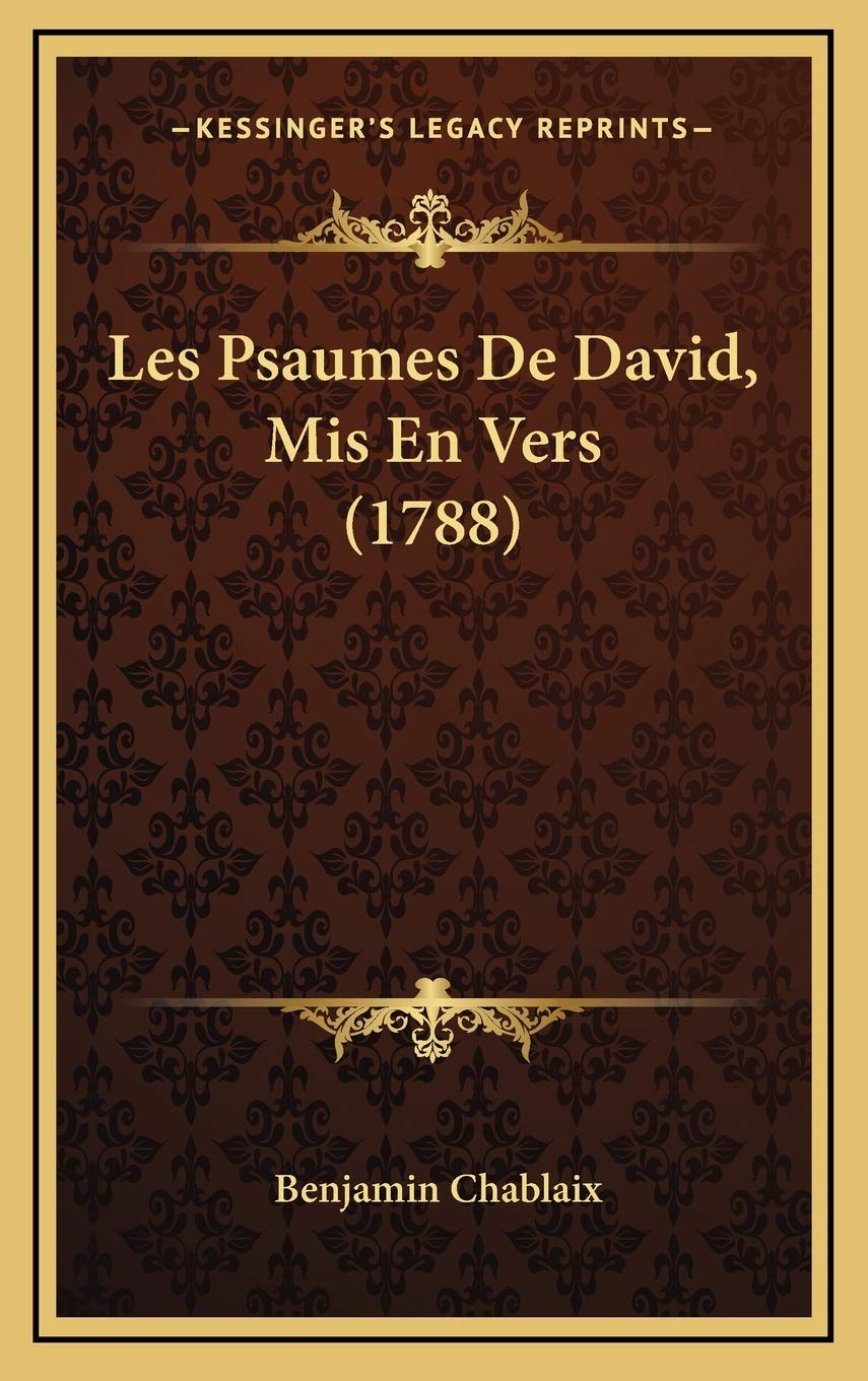 Product Image: Les Psaumes De David, Mis En Vers (1788)