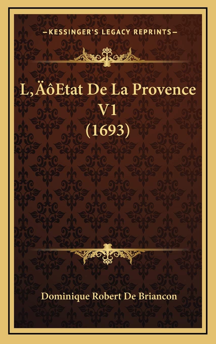 L’Etat De La Provence V1 (1693) Contemporary literature