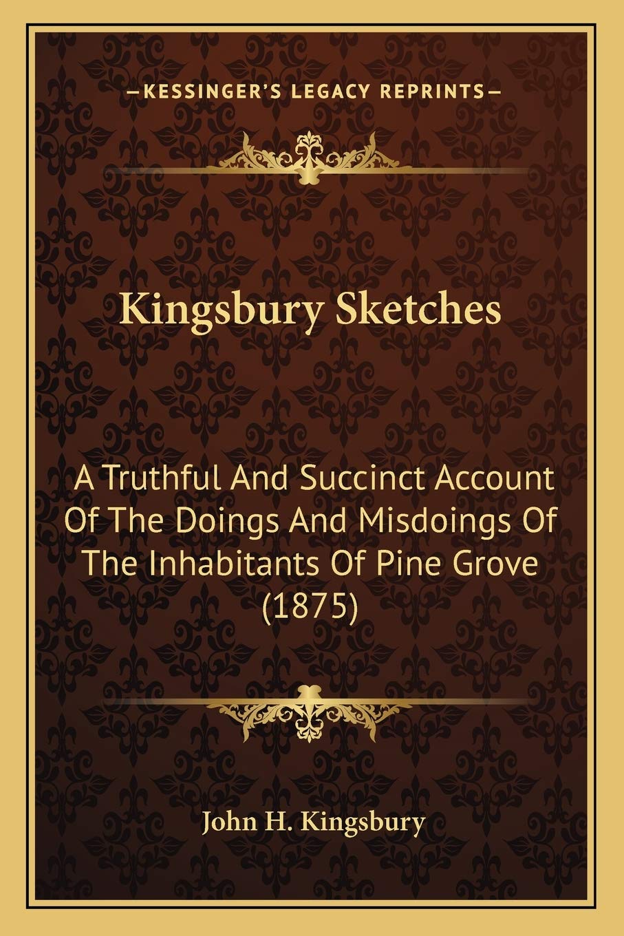 Kingsbury Sketches: A Truthful And Succinct Account Of The Doings And Misdoings Of The Inhabitants Of Pine Grove (1875) Contemporary literature Books