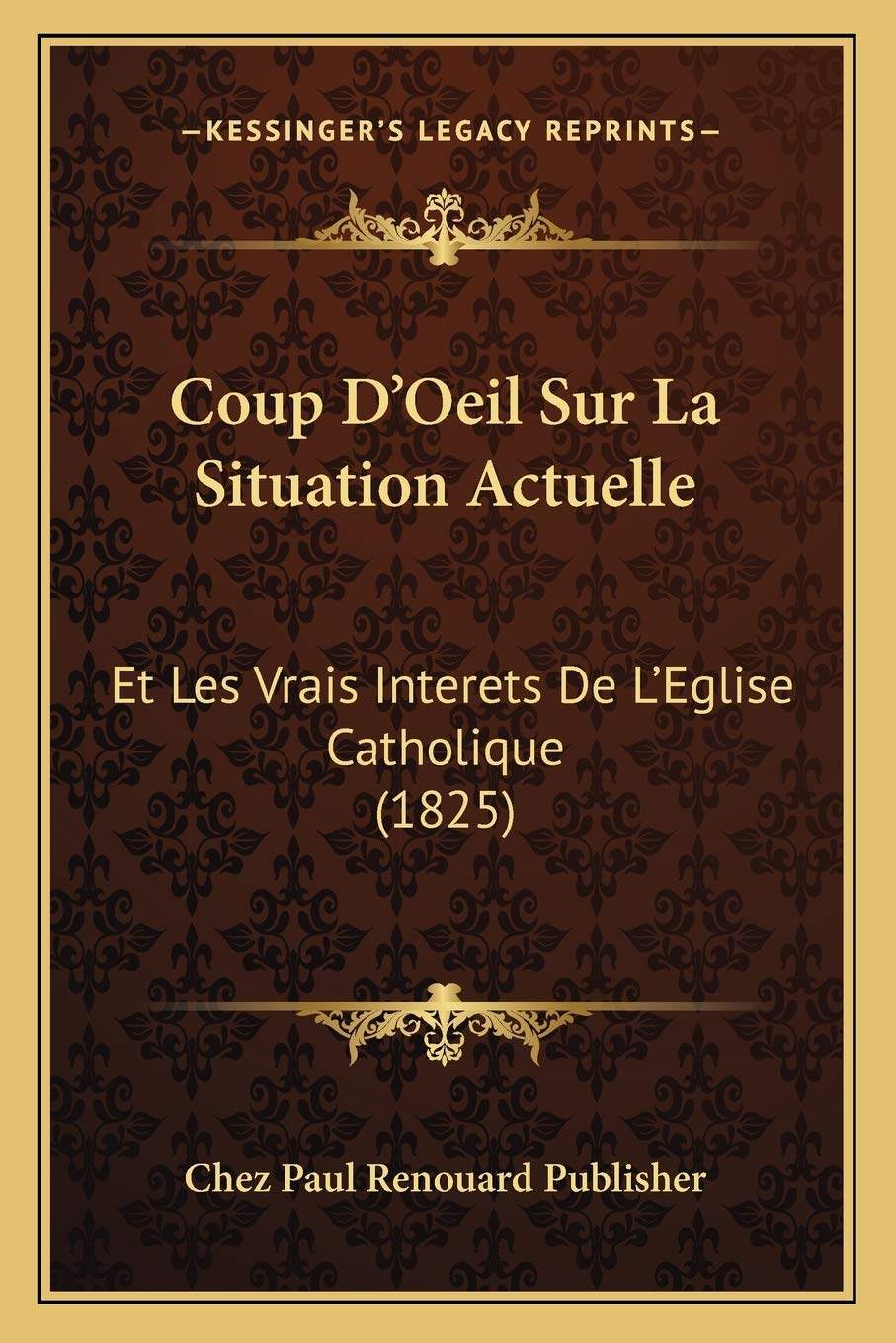 Coup D'Oeil Sur La Situation Actuelle: Et Les Vrais Interets De L'Eglise Catholique (1825) Philosophy