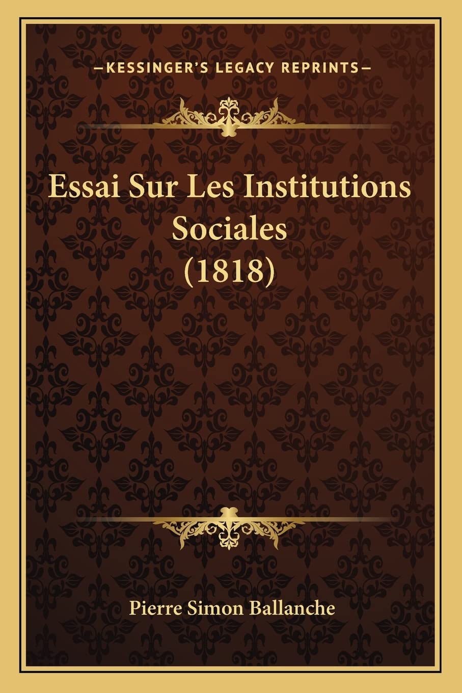 Essai Sur Les Institutions Sociales (1818) book