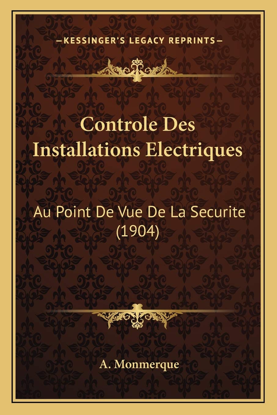 Controle Des Installations Electriques: Au Point De Vue De La Securite (1904) Law