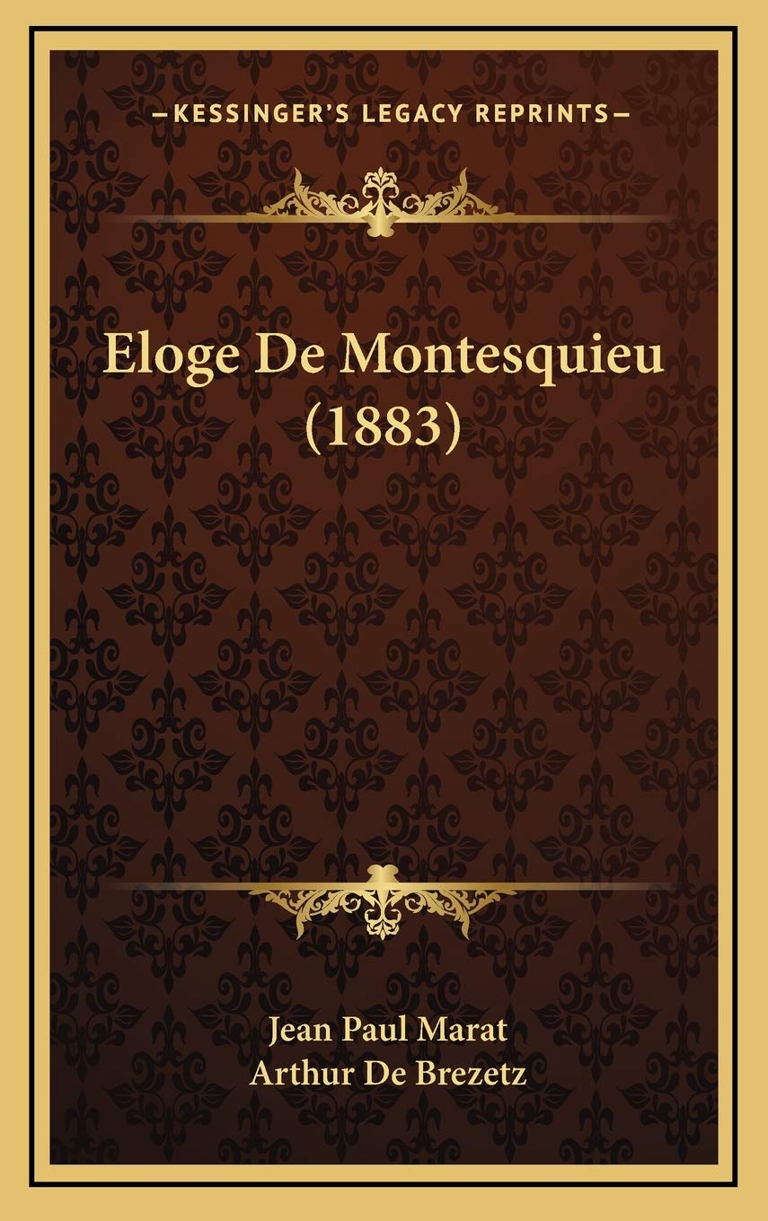 Eloge De Montesquieu (1883) Contemporary literature